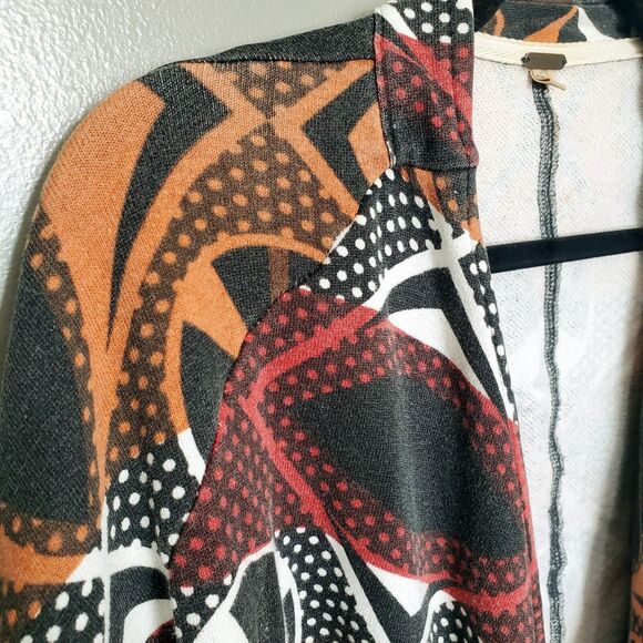 Free People Jacket Womens Medium Multicolor Geometric Tribal Cotton Knit Draped - Picture 5 of 12